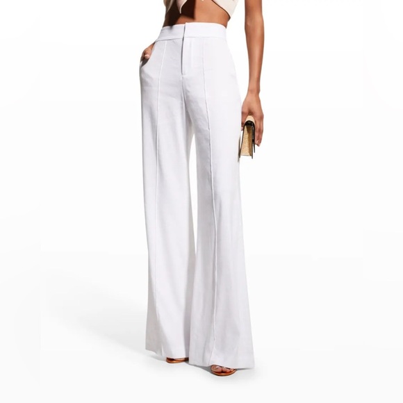 Alice + Olivia Pants - alice and olivia dylan wide leg linen trousers in white